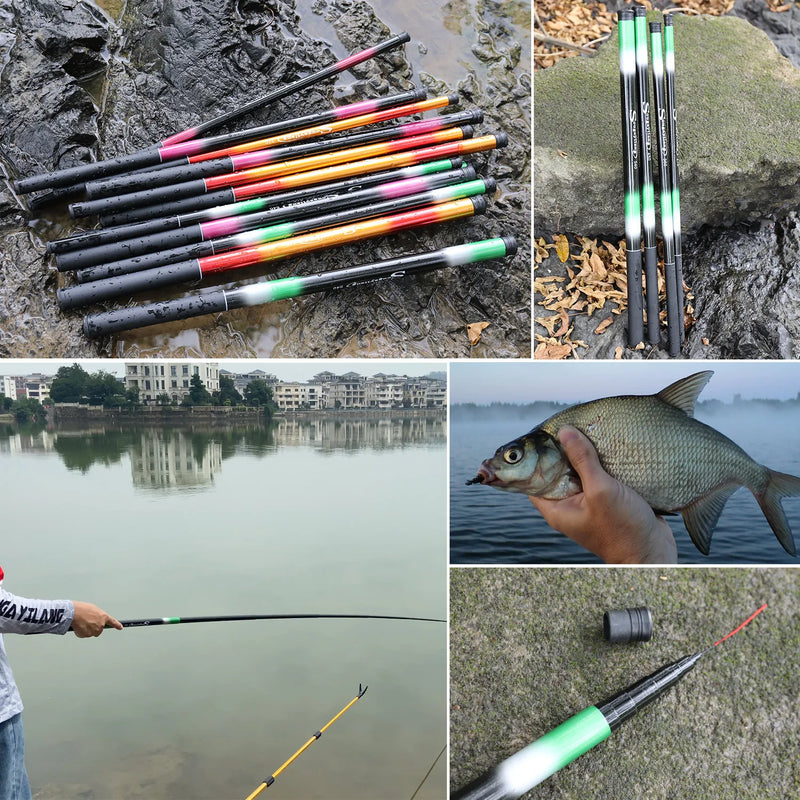 Vara de pesca Sougayilang Carp 2.7 / 3.6 / 4.5 / 5.4M Portátil Ultra Leve Vara de Pesca Telescópica Max Drag 5Kg Ferramentas de Pesca