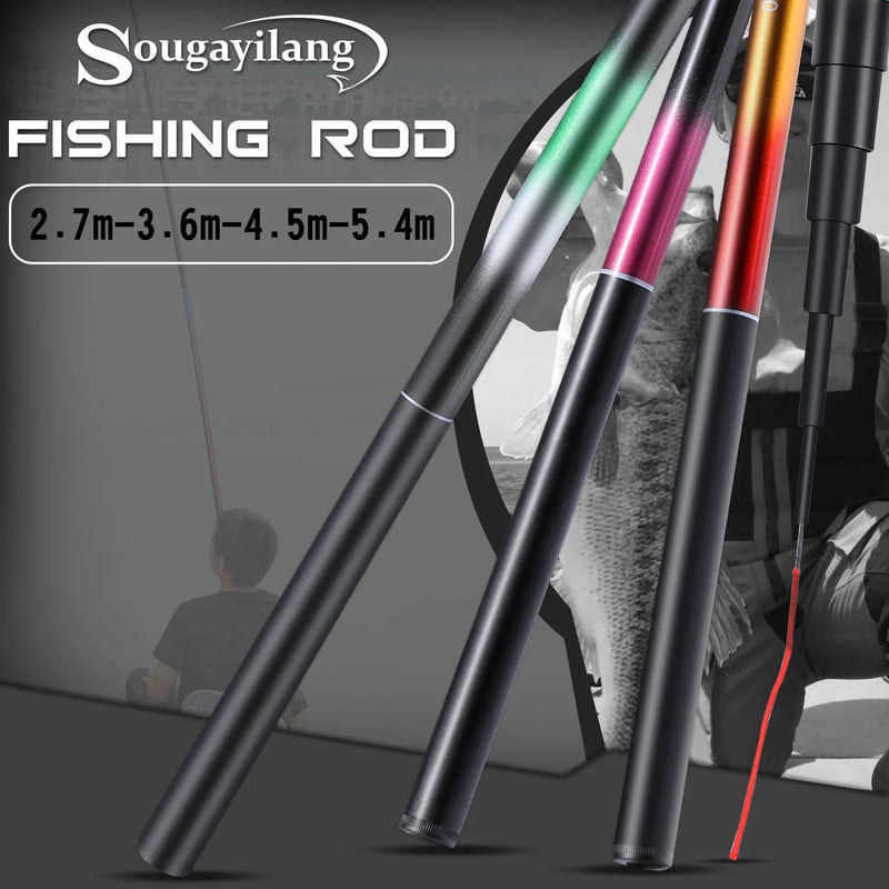 Vara de pesca Sougayilang Carp 2.7 / 3.6 / 4.5 / 5.4M Portátil Ultra Leve Vara de Pesca Telescópica Max Drag 5Kg Ferramentas de Pesca