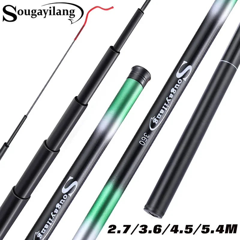 Vara de pesca Sougayilang Carp 2.7 / 3.6 / 4.5 / 5.4M Portátil Ultra Leve Vara de Pesca Telescópica Max Drag 5Kg Ferramentas de Pesca