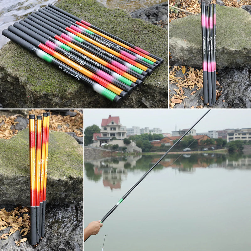 Vara de pesca Sougayilang Carp 2.7 / 3.6 / 4.5 / 5.4M Portátil Ultra Leve Vara de Pesca Telescópica Max Drag 5Kg Ferramentas de Pesca