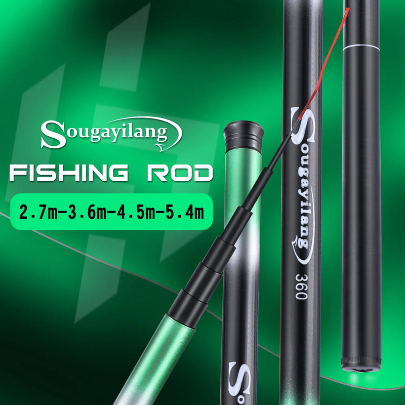 Vara de pesca Sougayilang Carp 2.7 / 3.6 / 4.5 / 5.4M Portátil Ultra Leve Vara de Pesca Telescópica Max Drag 5Kg Ferramentas de Pesca