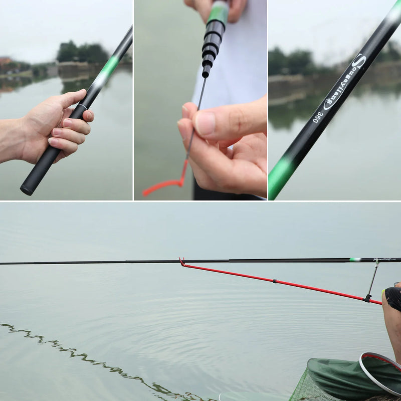 Vara de pesca Sougayilang Carp 2.7 / 3.6 / 4.5 / 5.4M Portátil Ultra Leve Vara de Pesca Telescópica Max Drag 5Kg Ferramentas de Pesca